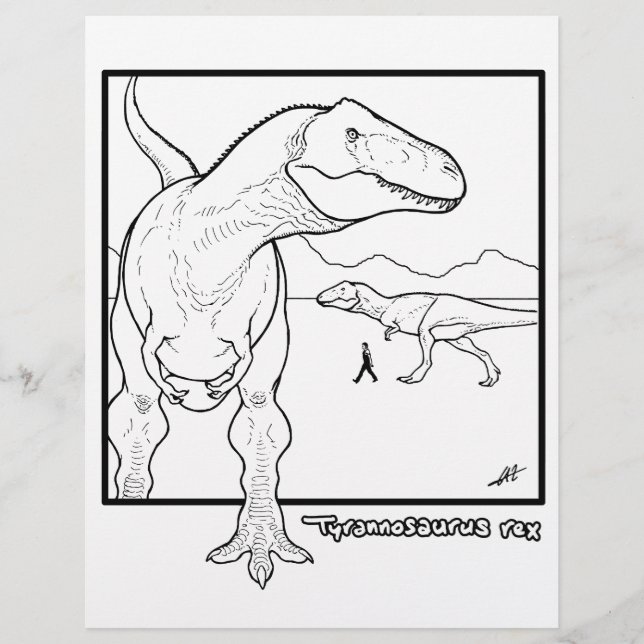 Tyrannosaurus rex - página de coloreado. (Anverso)