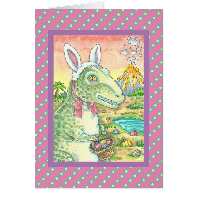 TYRANNOSAURUS T REX EASTER BUNNY NOTA TARJETA Vers (Frente)