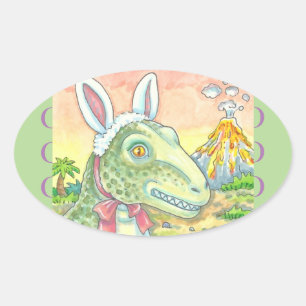 TYRANNOSAURUS T REX EASTER PEGATINAS Oval