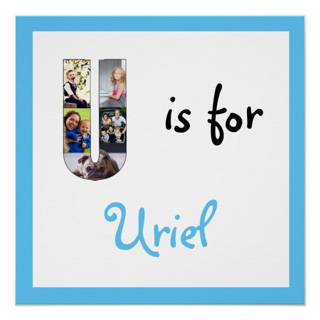 U es para Name Blue Photo Poster (Anverso)