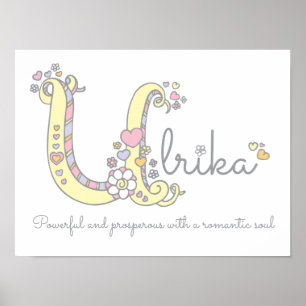 U monograma arte Ulrika nombre chicas significa po