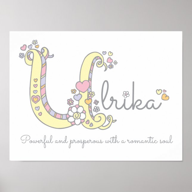 U monograma arte Ulrika nombre chicas significa po (Frente)