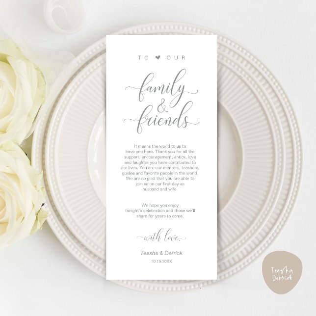 Ubicación boda Gracias A La Moderna Tarjeta Clásic (Modern Classy Wedding Dinner Place Setting Thank You Card, in Grey)