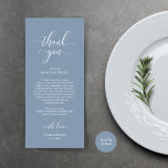 Ubicación Gracias, Elegante Tarjeta Azul Dusty<br><div class="desc">Le presentamos el toque final perfecto a su recepción de bodas - nuestras elegantes tarjetas de ajuste de Bodas de agradecimiento, con el título de la tarjeta "Celebremos"! Diseñadas para expresar su más sincero aprecio por la presencia de cada cliente en su día especial, estas tarjetas son la manera ideal...</div>