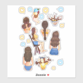 Ucrania lindos chicas pegatinas azules y amarillos