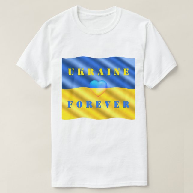 Ucrania siempre camiseta apoyo de bandera ucranian (Diseño del anverso)