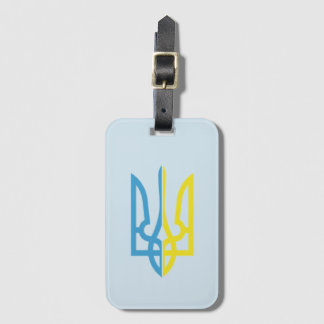 Ucraniano etiqueta azul/amarilla de Tryzub del