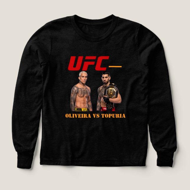UFC, Oliveria vs Topuria Camiseta para gurreros (Diseño frontal)