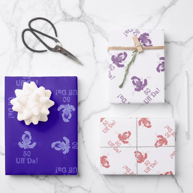 Uff Da 50 Cumpleaños Duotono Paquete de Papel (Anverso)
