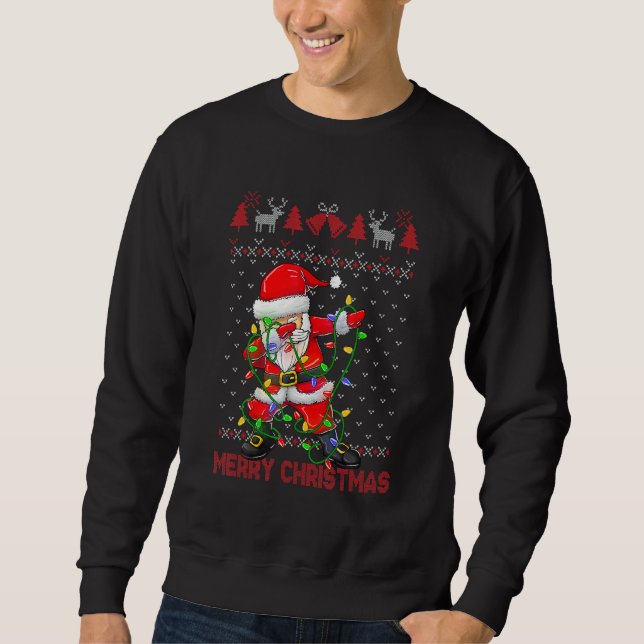 Ugly Christmas Dabbing Sweater  Santa Christmas Fa (Anverso)