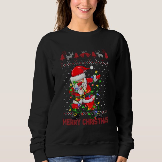 Ugly Christmas Dabbing Sweater  Santa Christmas Fa (Anverso)