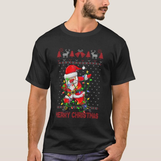 Ugly Christmas Dabbing Sweater  Santa Christmas Fa (Anverso)
