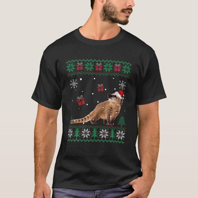 Ugly Christmas Pajama Sweater Coati Animals Lover (Anverso)