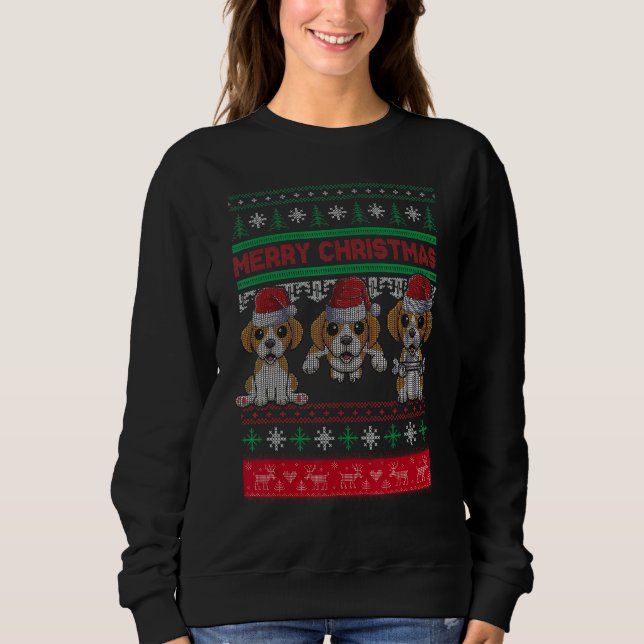 Ugly Christmas Sweater Beagle Cute Beagle Santa Ha (Anverso)