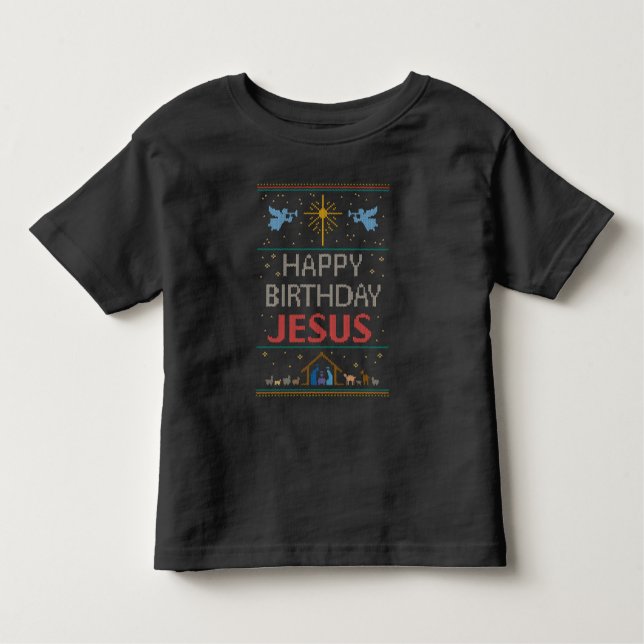 Ugly Christmas Sweater Color Happy Birthday Jesus (Anverso)