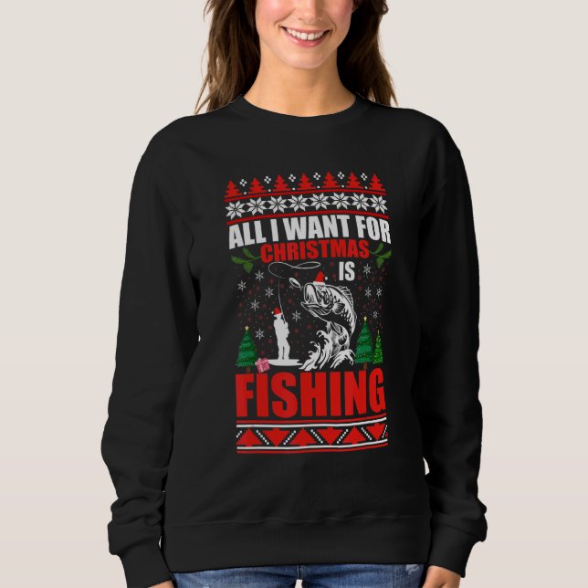 Ugly Christmas Sweater Fishing Cute Fishing Santa  (Anverso)