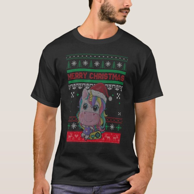 Ugly Christmas Sweater Unicorn Cute Unicorn Santa  (Anverso)
