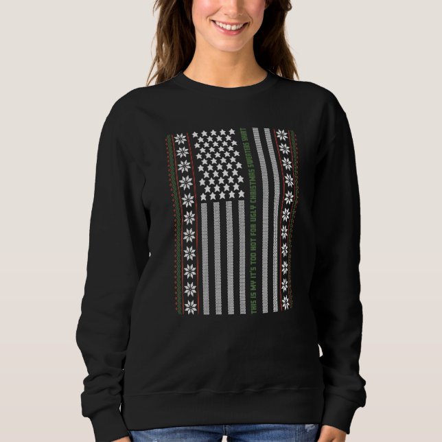 Ugly Christmas Sweater USA Flag Retro  Merry Chris (Anverso)
