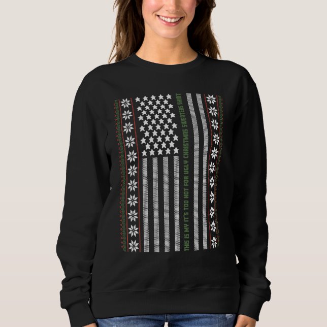 Ugly Christmas Sweater USA Flag Retro  Merry Chris (Anverso)