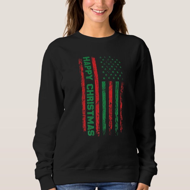 Ugly Christmas Sweater USA Flag Retro  Merry Chris (Anverso)