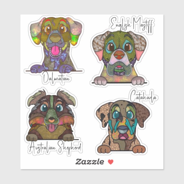 Ugly Dog Face Resumen Art Pegatina Pack (Hoja)