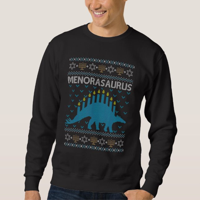 Ugly Hanukkah Sweater  Dinosaur Menorasaurus (Anverso)