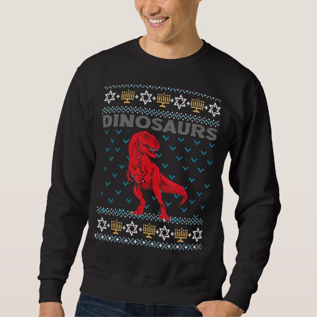 Ugly Hanukkah Sweater Dinosauro Judío Dinosaurio X (Anverso)