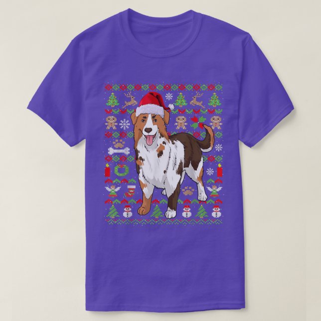Ugly Sweater Christmas Australian Shepherd Dog San (Diseño del anverso)