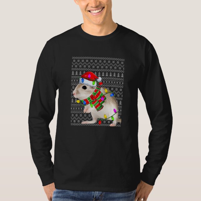Ugly Sweater Christmas Gerbil  Santa Hat Animals (Anverso)