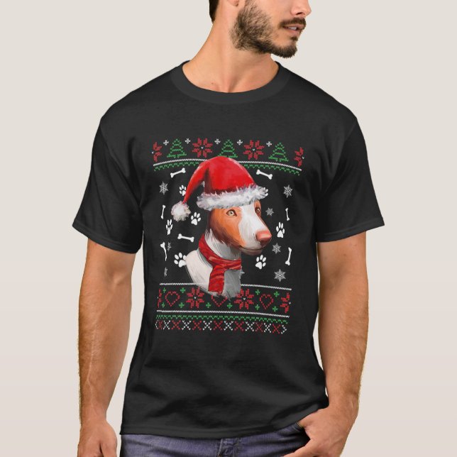 Ugly Sweater Christmas Ibizan Hound Santa Hat Paja (Anverso)
