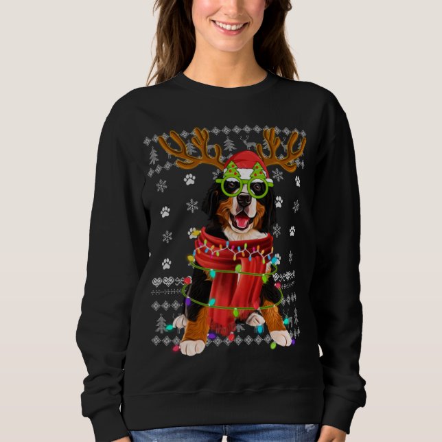 Ugly Sweater Christmas Lights Bernese Mountain Dog (Anverso)