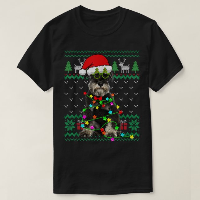 Ugly Sweater Christmas Lights Schnauzer Dog Puppy  (Diseño del anverso)