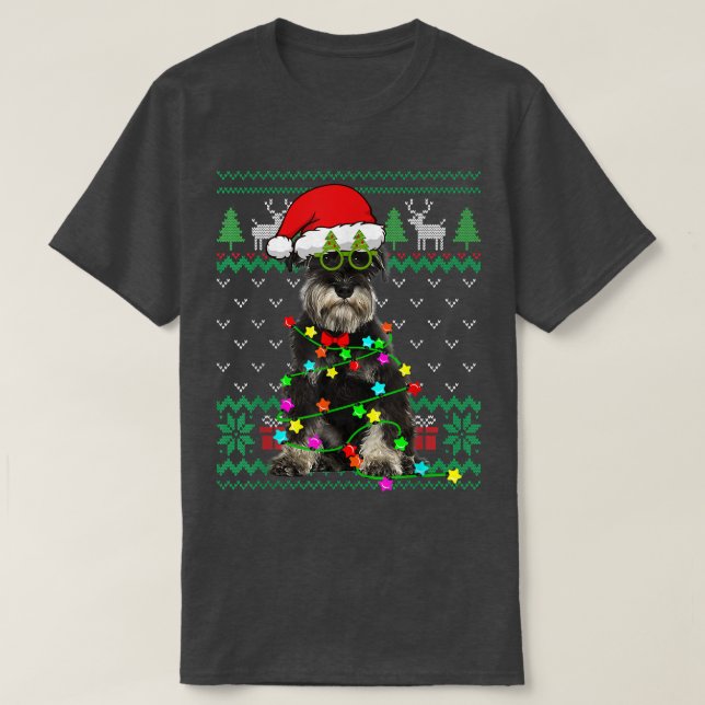 Ugly Sweater Christmas Lights Schnauzer Dog Puppy  (Diseño del anverso)