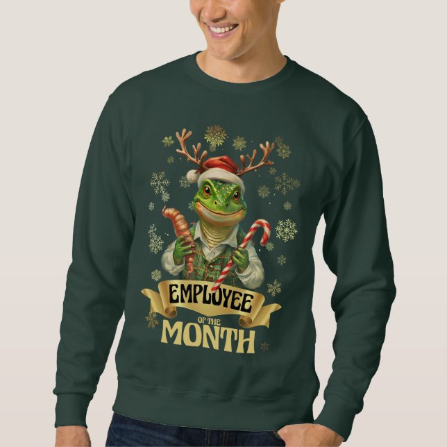 Ugly sweater Christmas lizard elf employee award (Anverso)