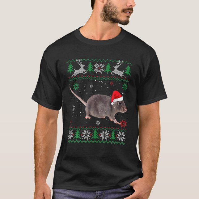 Ugly Sweater Christmas Rat Lover Santa Hat Animals (Anverso)