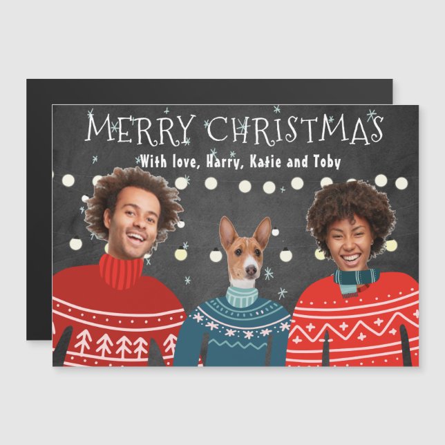 Ugly Sweater Family Christmas Card ,Funny Christma (Anverso/Reverso)