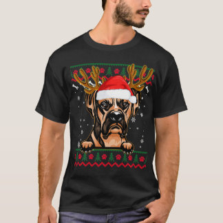 Ugly Sweater Reindeer Santa Christmas Boxer Dog 