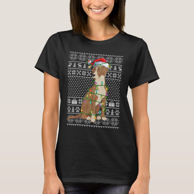 Ugly Sweater Style Xmas Light Santa Bloodhound Dog (Anverso)