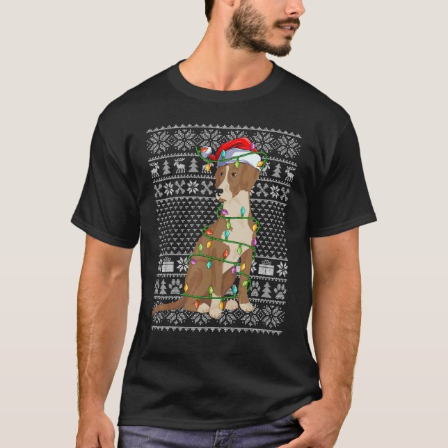 Ugly Sweater Style Xmas Light Santa Bloodhound Dog (Anverso)