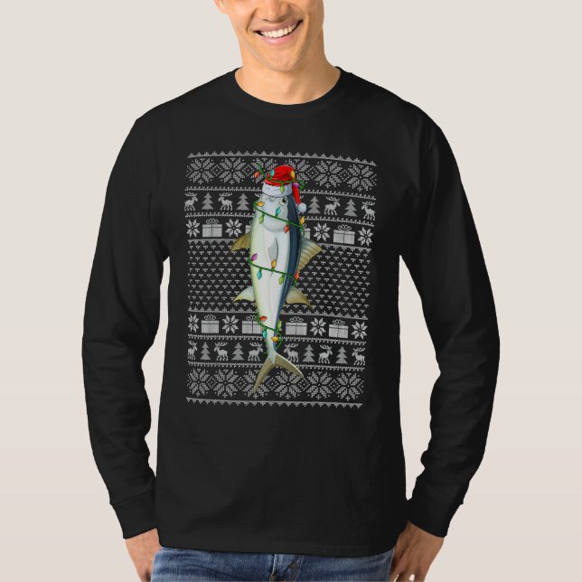 Ugly Sweater Style Xmas Lights Bluefin Tuna Fish C (Anverso)