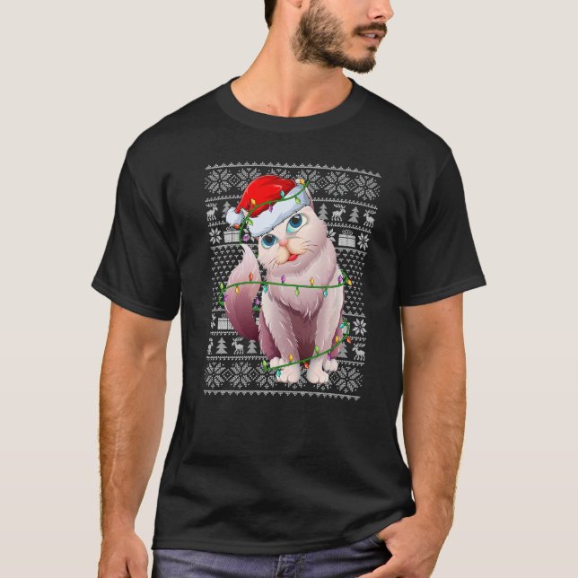 Ugly Sweater Style Xmas Lights Santa Balinese Cat  (Anverso)