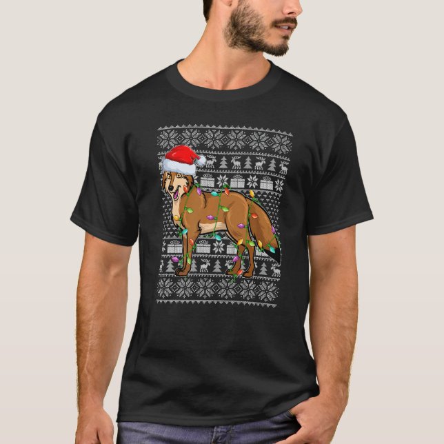 Ugly Sweater Style Xmas Lights Santa Coyote Christ (Anverso)