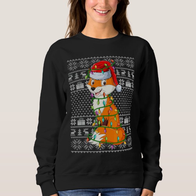 Ugly Sweater Style Xmas Lights Santa Fox Christmas (Anverso)