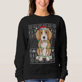 Ugly Sweater Style Xmas Lights Santa Foxhound Dog