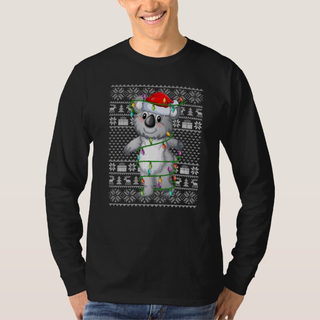 Ugly Sweater Style Xmas Lights Santa Koala Christm (Anverso)