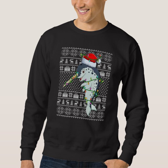 Ugly Sweater Style Xmas Lights Santa Narwhal Chris (Anverso)