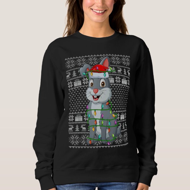 Ugly Sweater Style Xmas Lights Santa Rabbit Christ (Anverso)