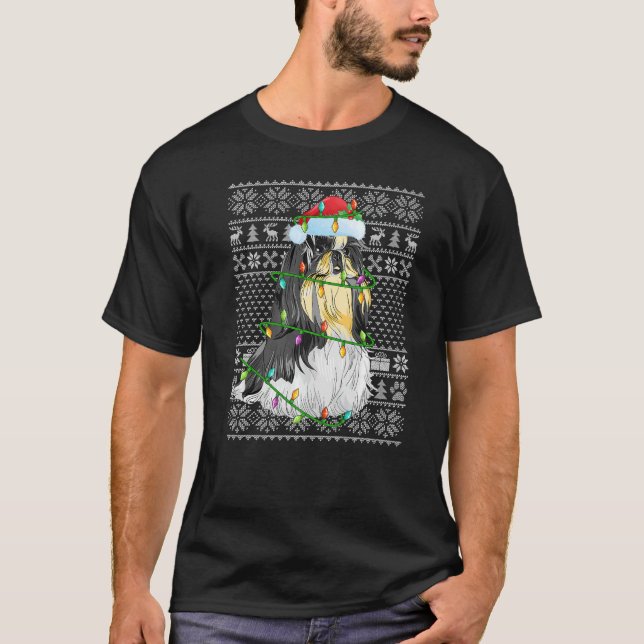 Ugly Sweater Style Xmas Lights Santa Shih Tzu Dog  (Anverso)