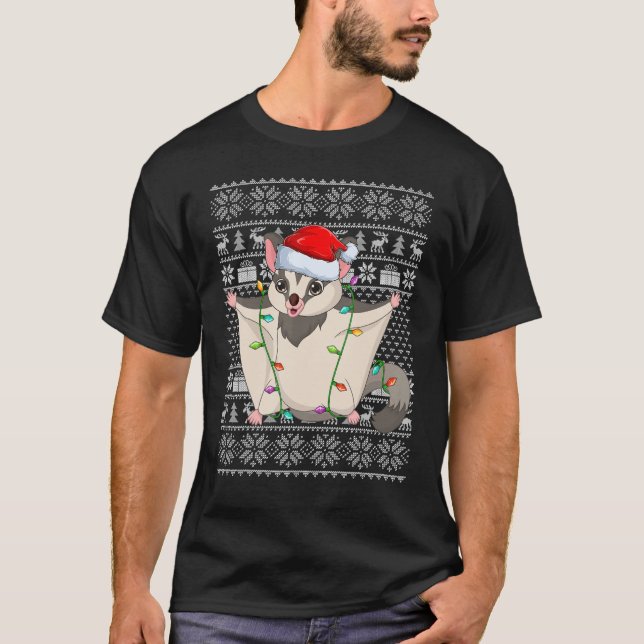 Ugly Sweater Style Xmas Lights Santa Sugar Glider  (Anverso)