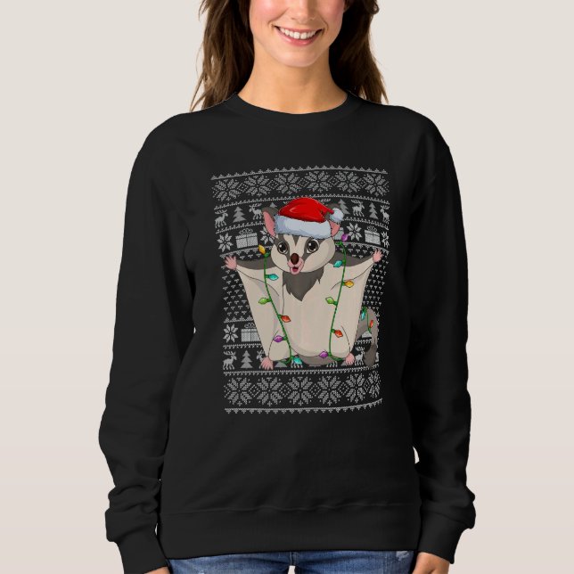 Ugly Sweater Style Xmas Lights Santa Sugar Glider  (Anverso)